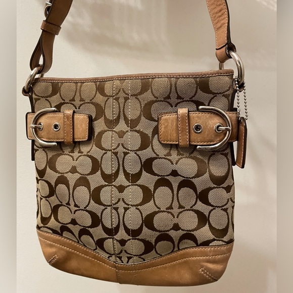 Coach Handbags - COACH - Monogram Canvas/Leather shoulder bag!